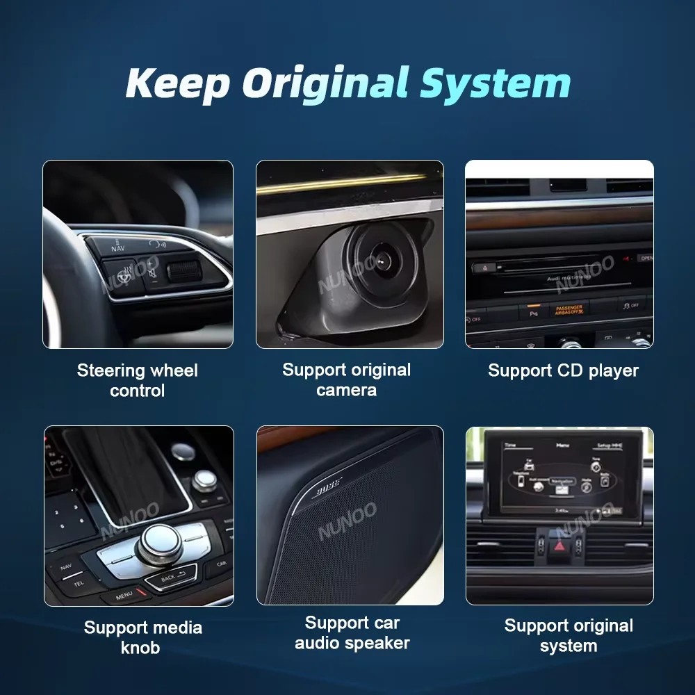 Pantalla Multimedia Inalámbrica con Carplay y Android Auto para Audi A5 S5 2009-2016, Sistema Inteligente de Navegación, Audio Estéreo, Android 14 4
