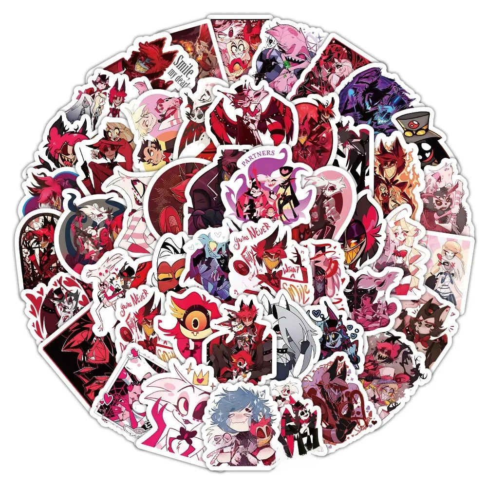 AliExpress NONE 100PCS Anime Hazbin Hotel Waterproof Graffiti Stickers for Helmet Bicycle Hand Account Pencil Case Decals LanLanStickersWorld