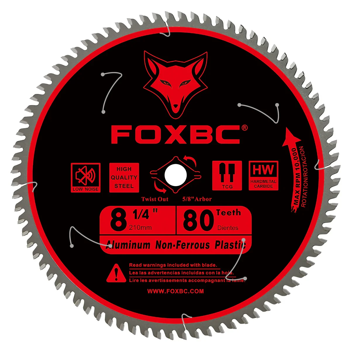FOXBC 210mm ostrze piły stołowej 80 zębów do aluminium miedzi z tworzywa sztucznego z mosiądzu z włókna szklanego 1 szt.
