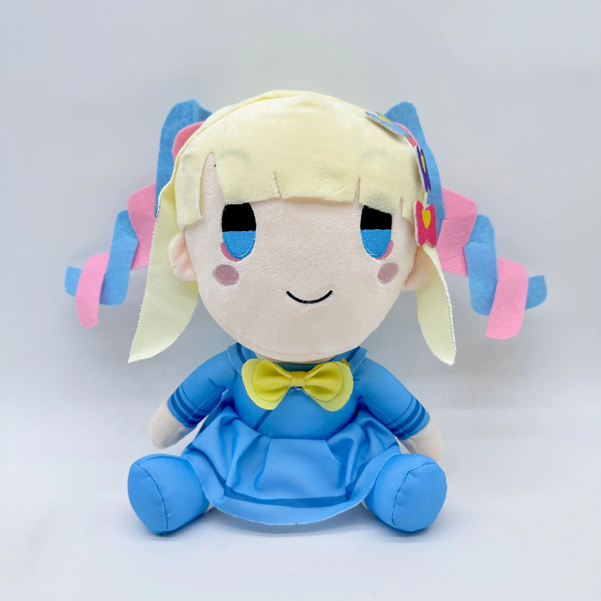 

Adorable 25cm Plush Doll with Colorful Twintails and Blue Dress - Perfect Gift for Kids and Collectors