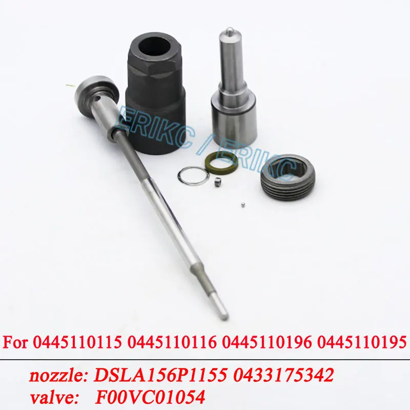 ERIKC Injector Repair Kits 0445110115 0445110116 Nozzle DSLA156P1155 0433175342 Valve F00VC01054 For Bosch 0445110195 0445110196