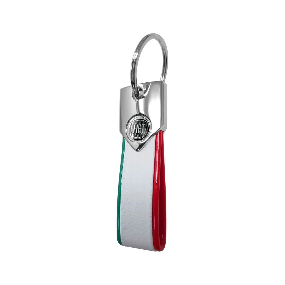 Fiat keychain official, tri-color Carbon Black