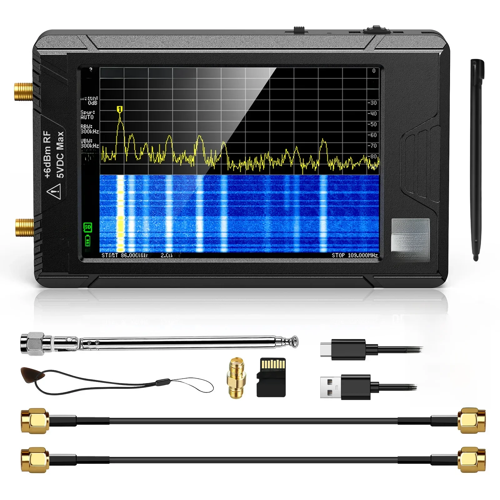 Przenośny analizator widma z wyświetlaczem 2,8" TinySA ULTRA z wyświetlaczem 4" i zakresem częstotliwości od 100 kHz do 5,3 GHz, wersja z kartą 32 GB V0.4.5.1 (TinySA ULTRA 4inch) — Zdjęcie 2 z 2