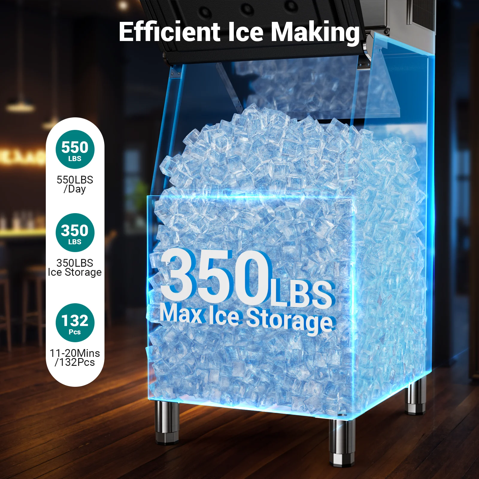 Mesin Es Komersial 550LBS/24H, - Home Bar And Counter ulasan dan harga