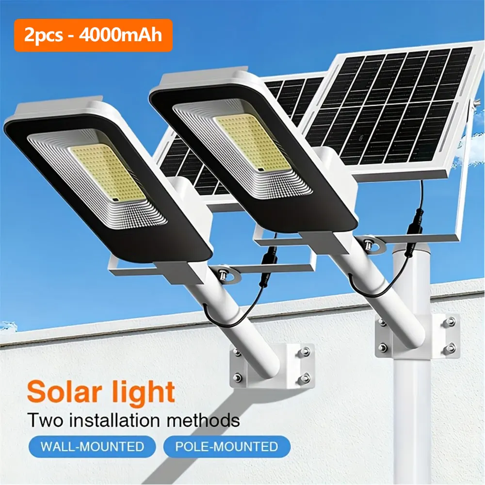 4 Sets 4000mAh- Outdoor Solar Street Lamps, Commercial Area Lighting Fixtures, Wall Lights, with Automatic Sensor Switches