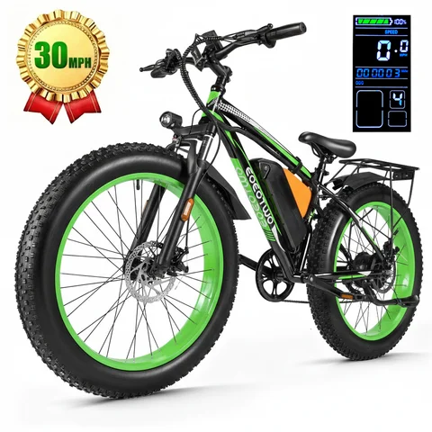 26" Fat Tire Electric Bike for Adults 48V 20Ah Battery 1000W Motor (Peak 1500W) 30MPH Fast Mountain Ebike Snow Beach Bicycle