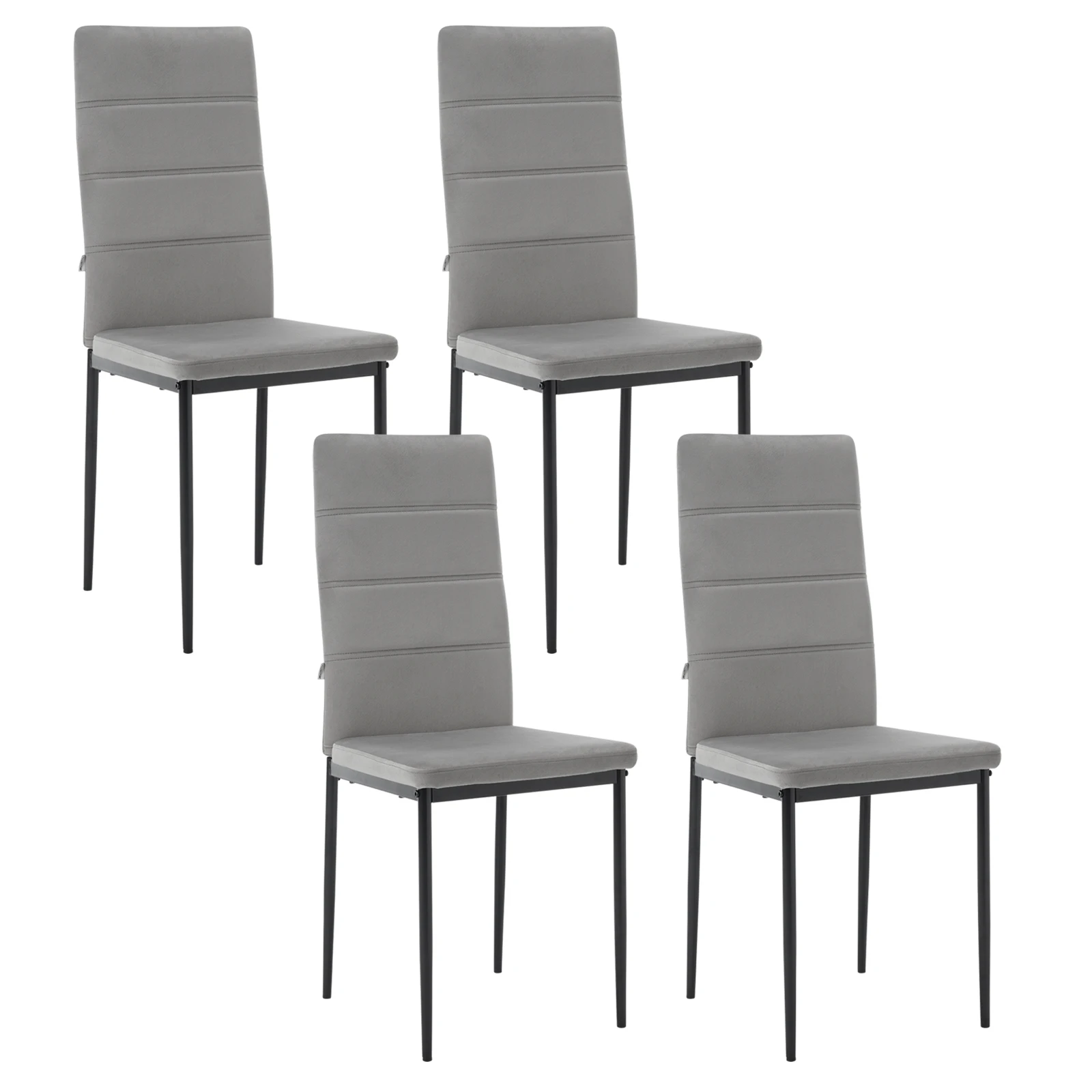 4pcs/set Modern Dining Chair  Velvet Dressing Kitchen Chair with High Back Padded Seat Metal Legs for Living Room Bedroom