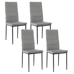WOLTU 4 stks/set Moderne Eetkamerstoel Fluwelen Dressing Keukenstoel met Hoge Rug Gewatteerde Zitting Metalen Poten voor Woonkamer Slaapkamer