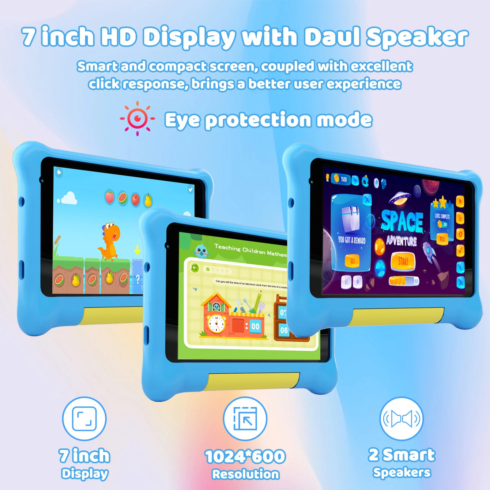 TK707 Tablet per bambini da 7 pollici Android 13 Quad Core 5 GB RAM 32 GB ROM 128 GB Espandi WiFi Bluetooth Regalo per bambini Software per bambini Gioco Pad