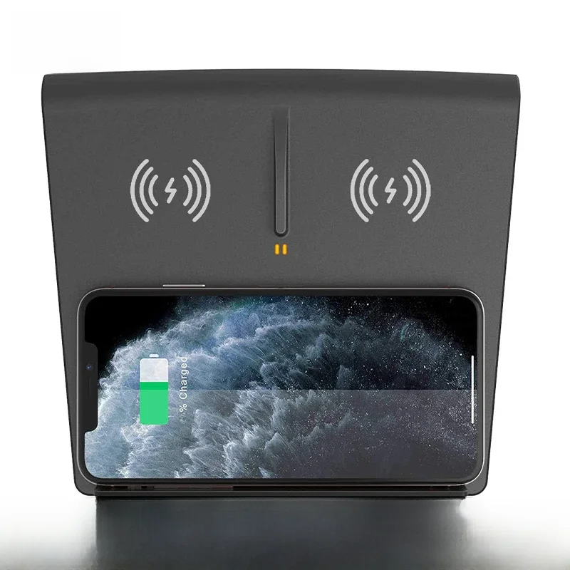 NovaAcc Wireless Charger for Tesla Model 3 2017 2018 2019 2020 Dual Phone Charging Pad for Tesla Model 3 Accessories