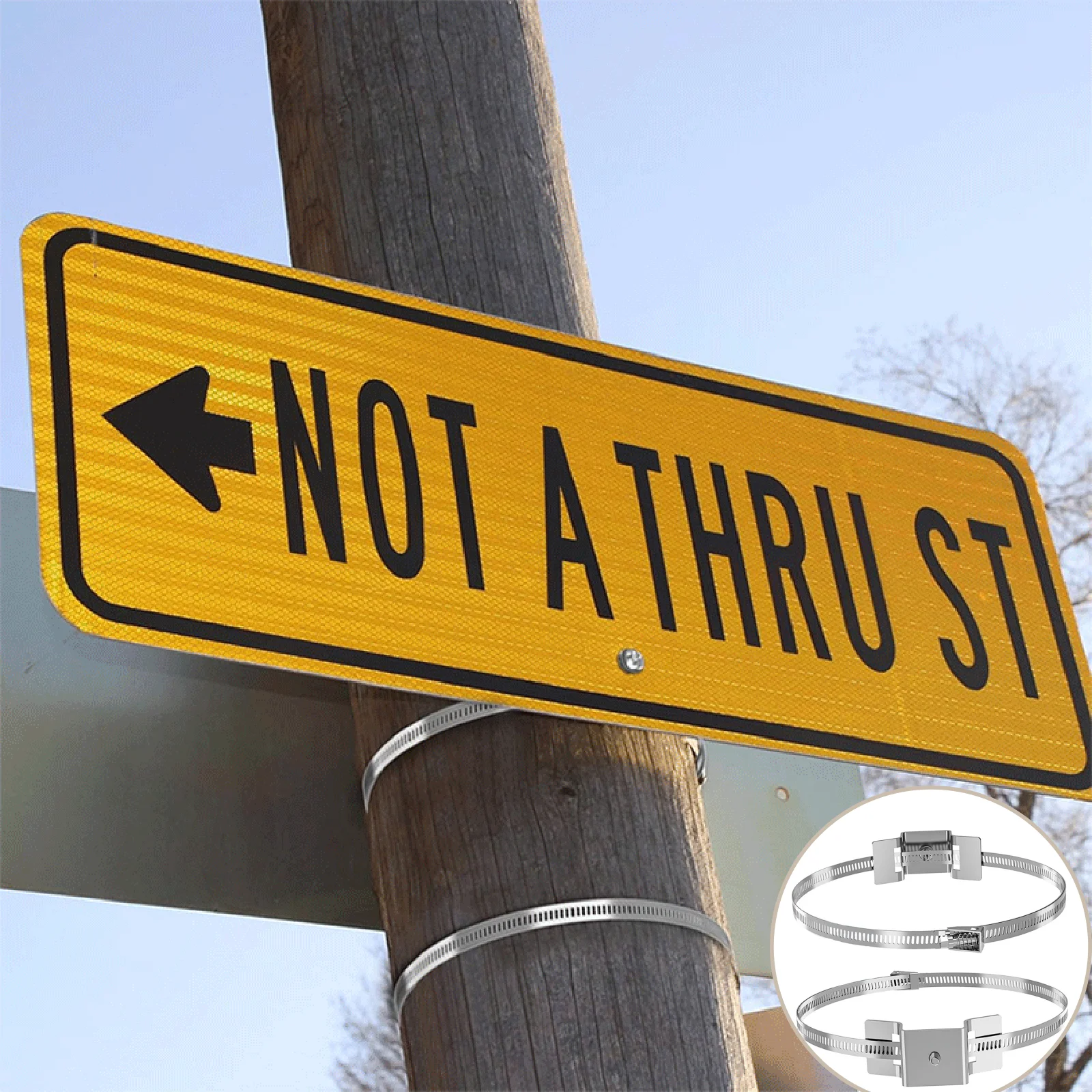 2 Pieces Sign Mounting Bracket Adjustable Sign Mounting Bracket  Poles for outdoor  Utility Poles Garden Lamp Posts Water Heater