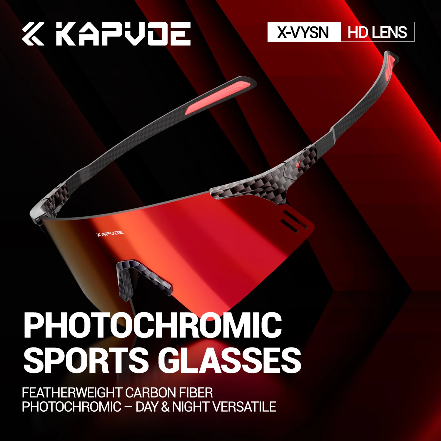 

Kapvoe New Running Glasses Red Photochromic MTB Bike Cycling Glasses Eyewear Sunglasses UV400 Protection Road Bicycle Goggles