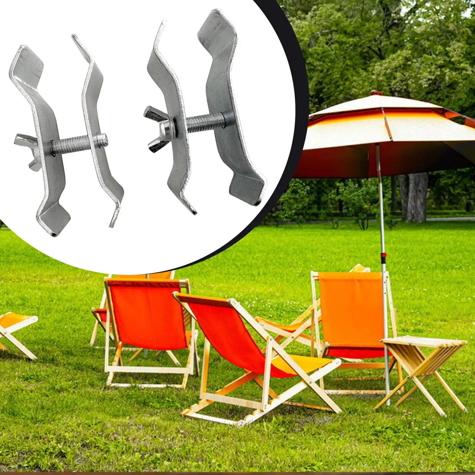 2Pcs Umbrella Mount Clamp Umbrella Holders Fixed Clips for Outdoor Camping Trolley Railing Bleacher Deck Sunshade Attachment