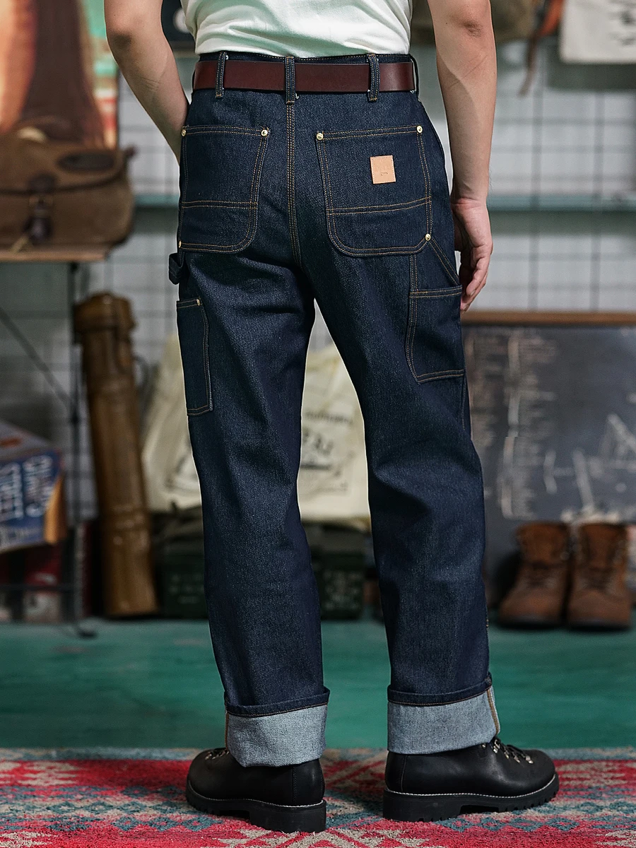 Men\'s Jeans 15oz High Waist Original B01 Carpenter Pants Vintage Workwear Outfit for Men
