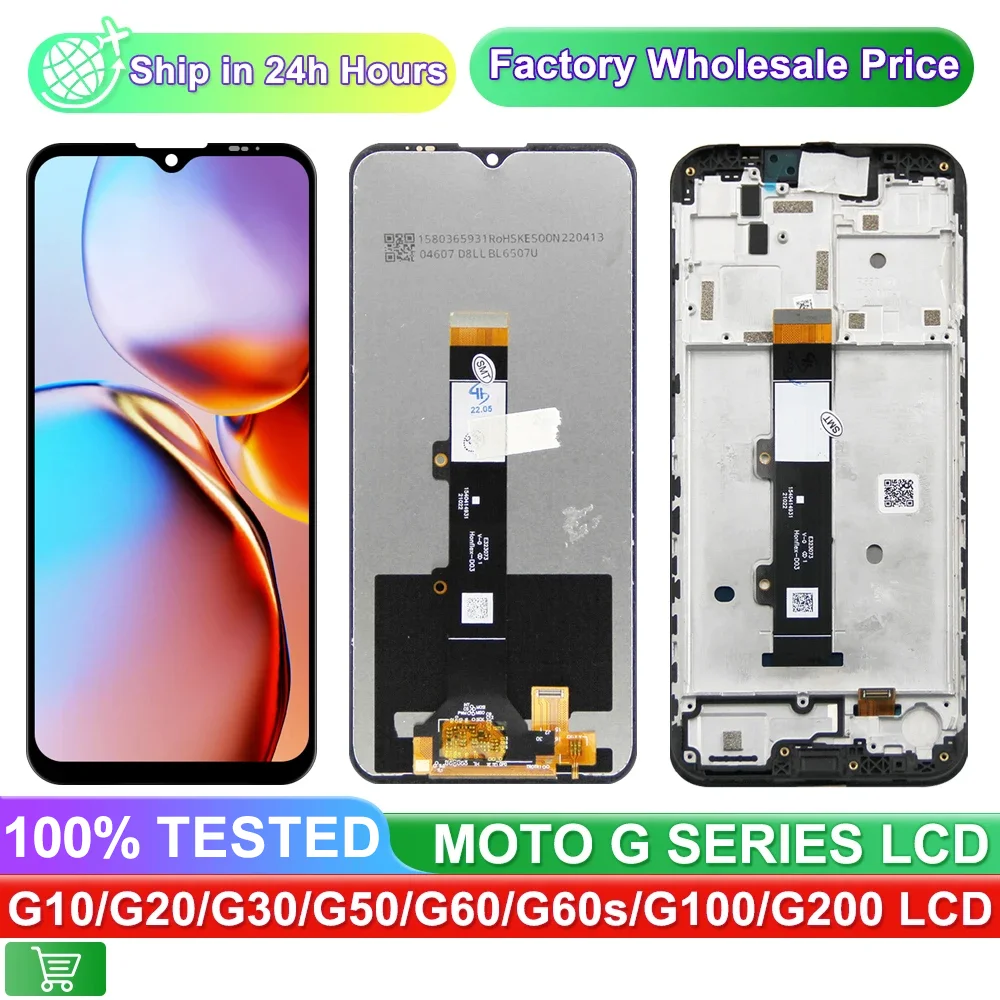 For Motorola Moto G10 G20 G30 G50 G100 LCD Display Touch Panel Screen Digitizer With Frame Replacement G50s G60s Screen