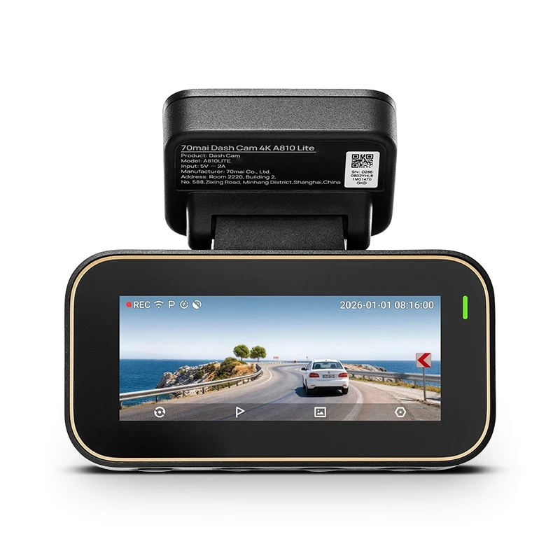 70mai 4K Dash Cam A810Lite 4K HDR Supercapcitor Car DVR Support