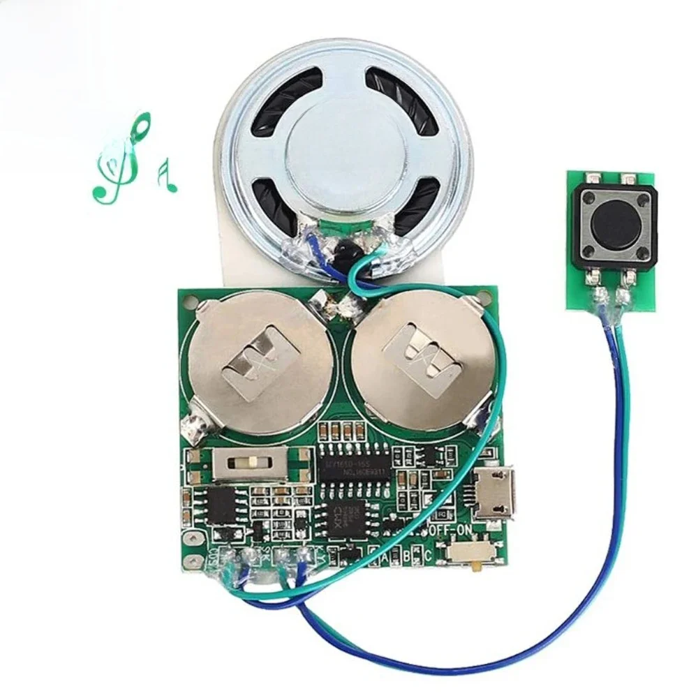 Nagrywalny moduł dźwiękowy przycisk/sterowanie oświetleniem aktywowany 8M pojemność Micro USB zasilany komórką dla DIY Audio kartka z życzeniami muzycznymi — zdjęcie 2