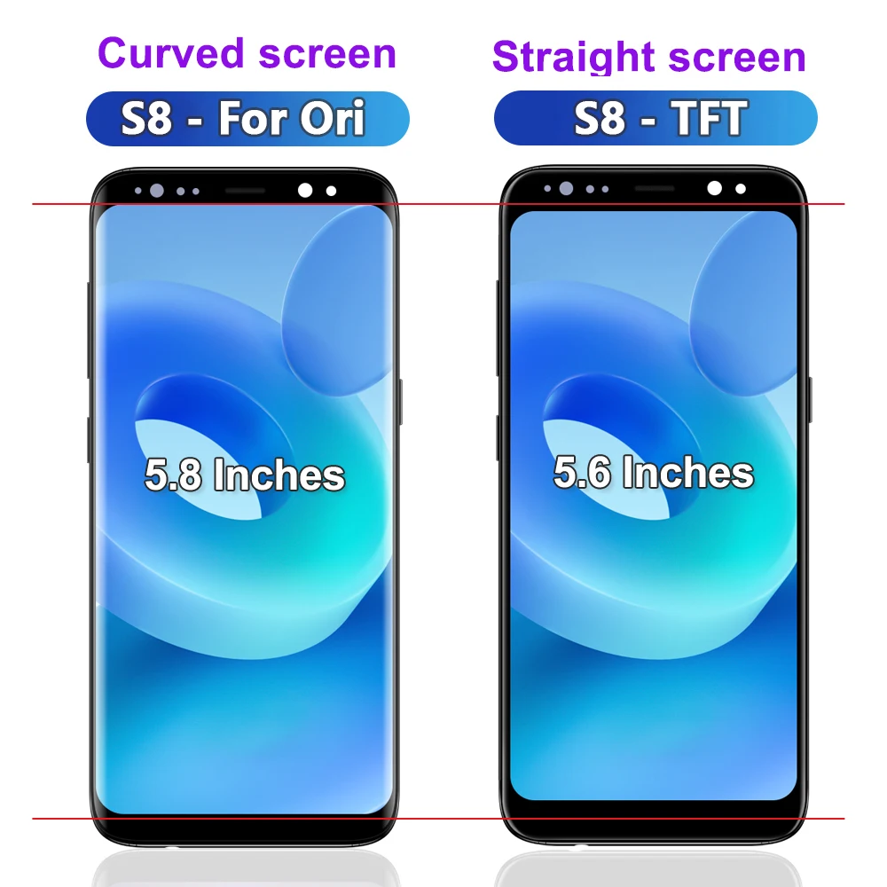 TFT S8+ Screen Replacement for Samsung S8 Plus G955F Lcd Display Digital Touch Screen with Frame for Samsung S8 G950F LCD