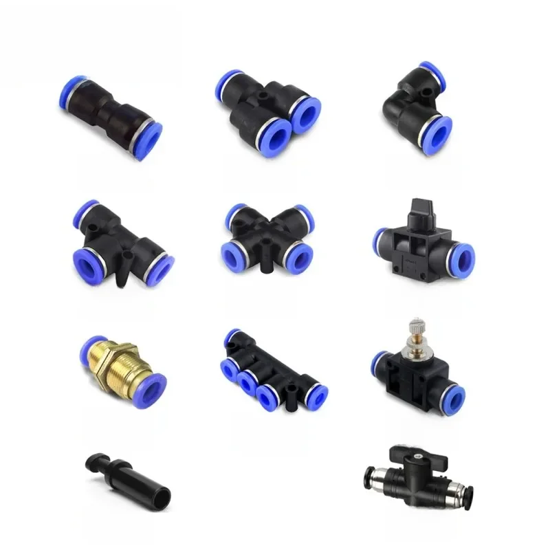Raccords pneumatiques à connexion rapide pour tuyaux d'air, connecteurs en plastique PU PY 4mm 6mm 8mm 10mm 12mm à enfiler