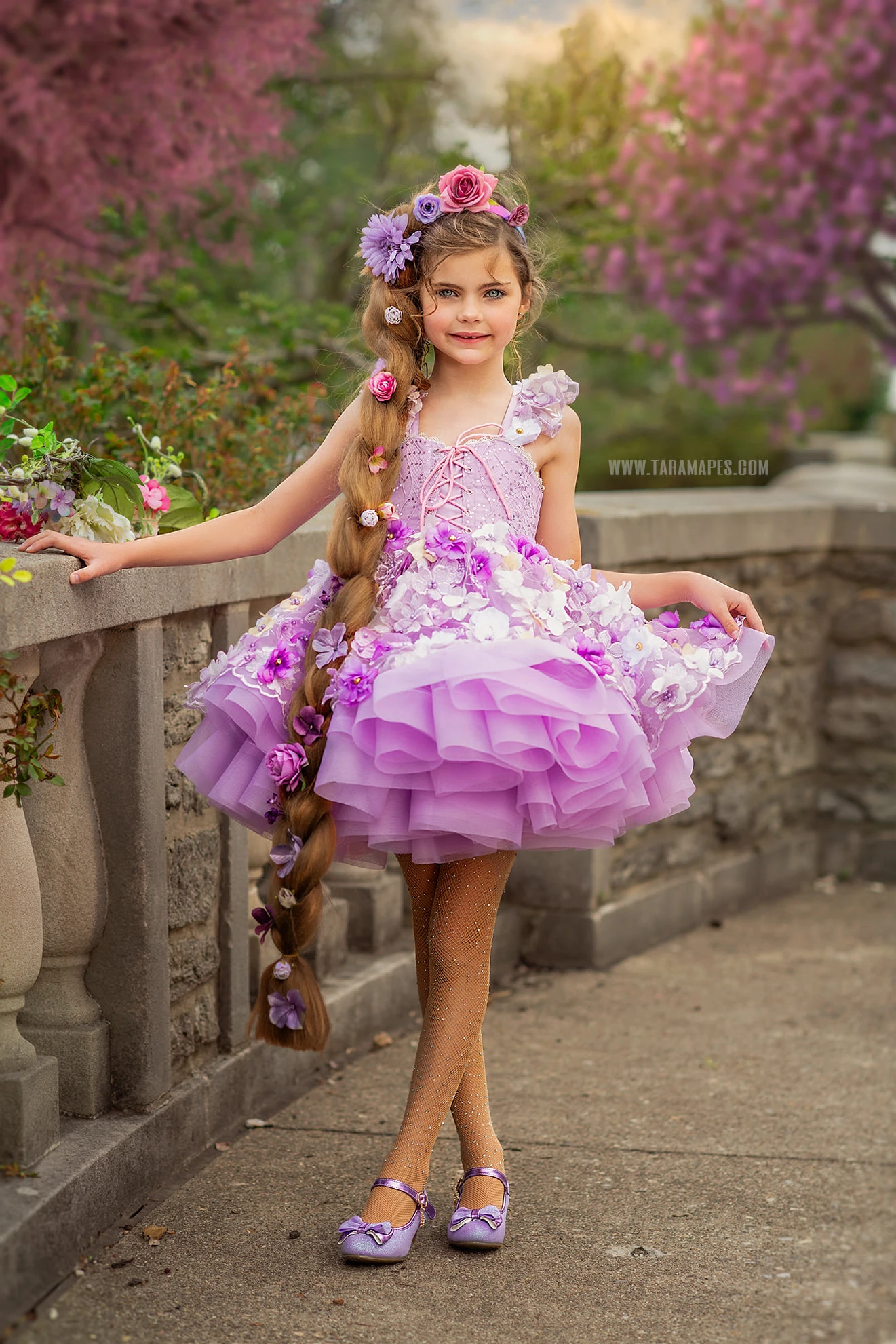 Lavender Pageant Gowns For Photoshoot Short Floral Cute Flower Girl Dresses For Wedding Paty Birthday First Communion Dress