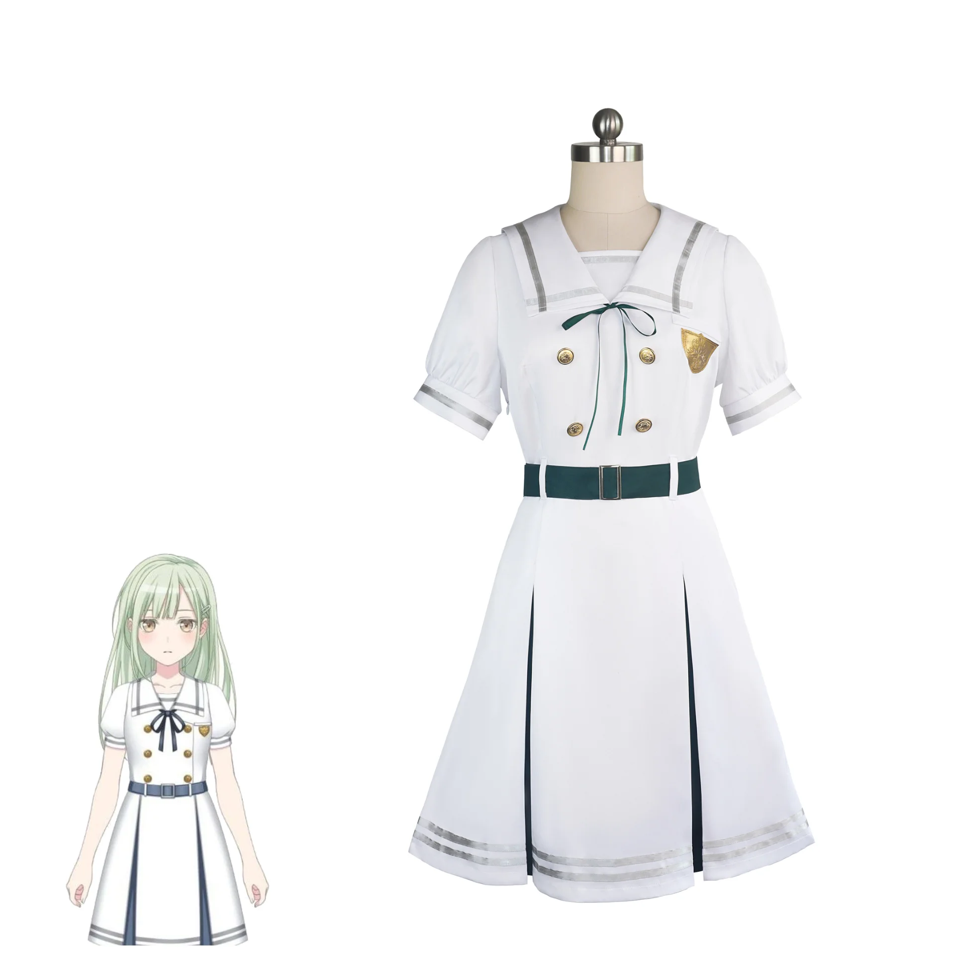 

BanG Dream Wakaba Mutsumi Cosplay Costume White Sailor JK Dress Outfit for Anime Party Halloween Stage Women Girls