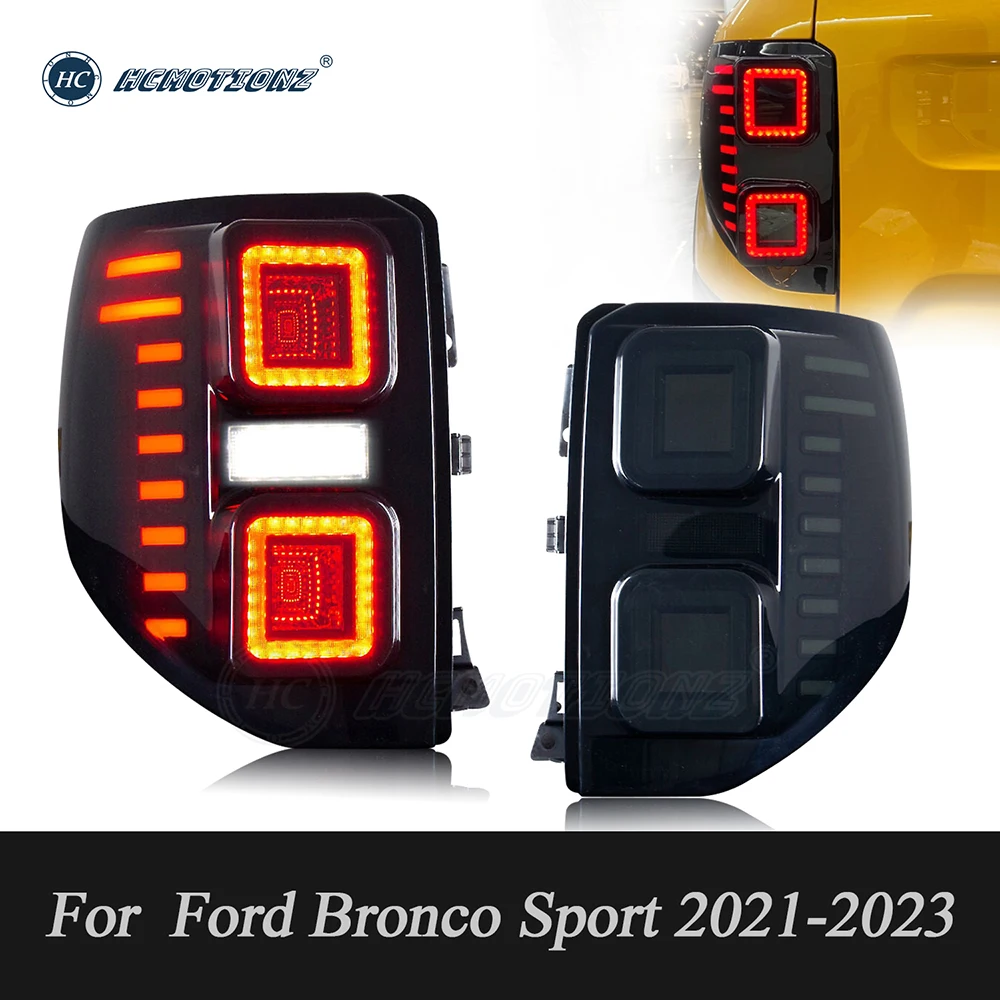 

Светодиодные задние фонари HCMOTION для Ford Bronco Sport 2021 2022 2023 DRL Animation Sequential Turn Signal Автомобильные задние фонари в сборе