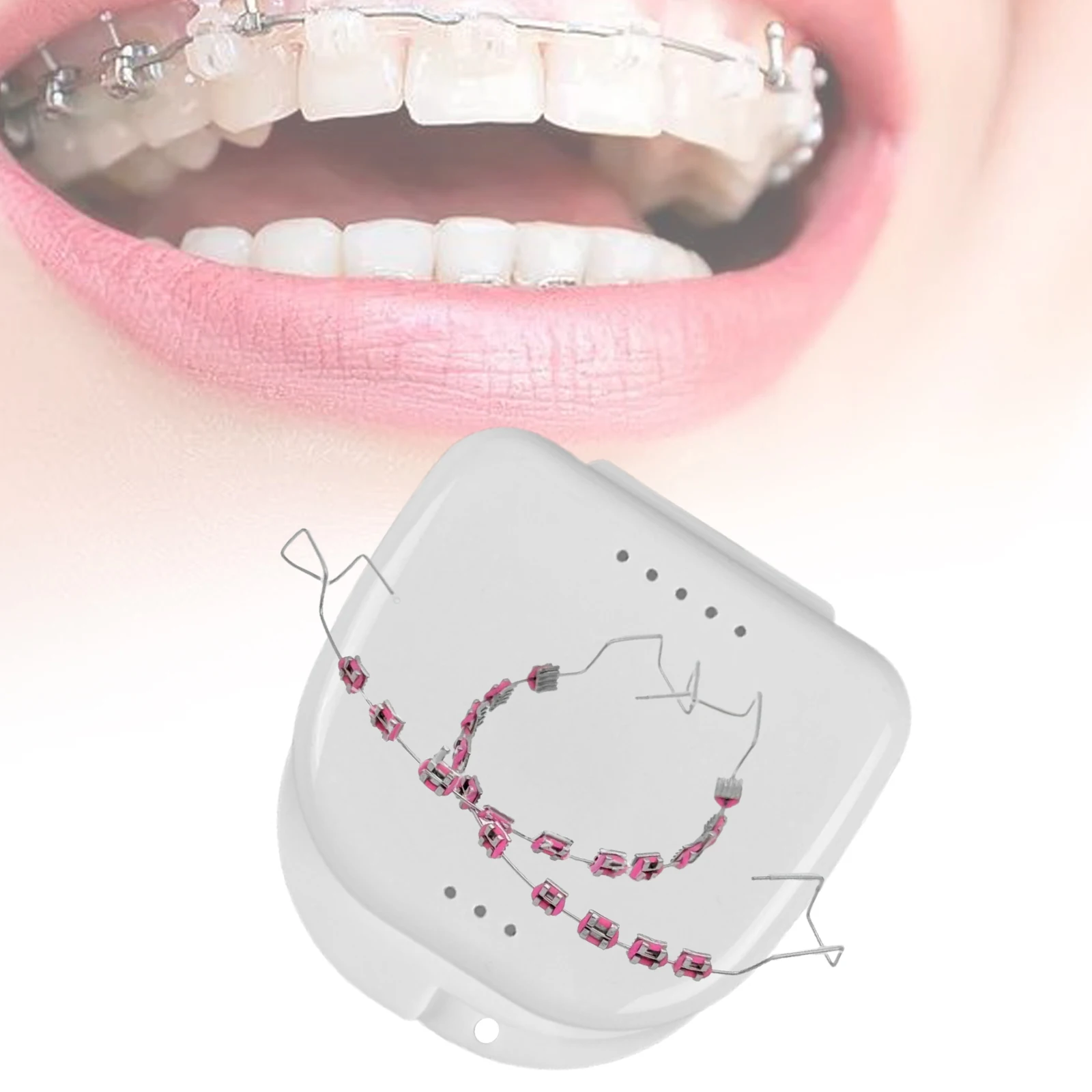 다채로운 유행 교정기 구강 교정기 패션 금속 와이어 임시 치아 교정기 보관 상자가있는 컬러 지시점