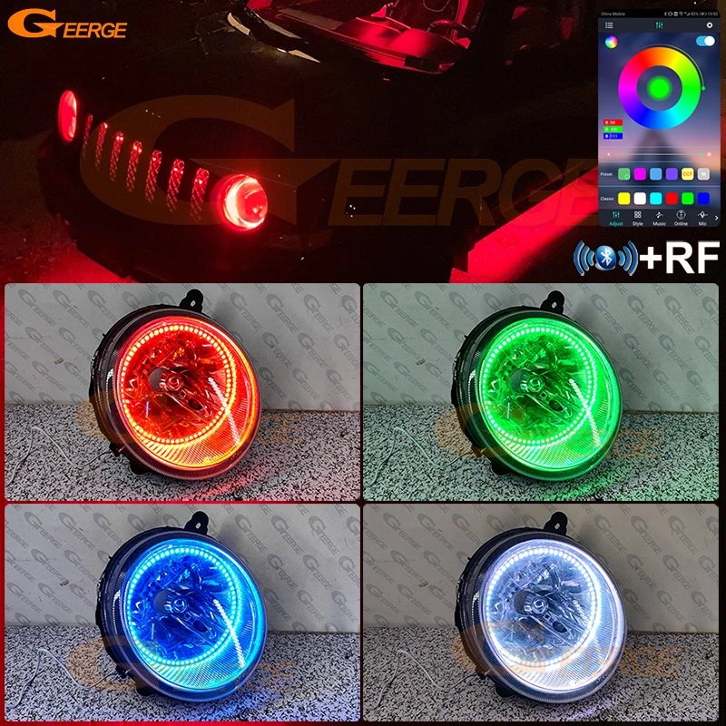 

For Jeep Compass MK49 2006 2007 2008 2009 2010 Bluetooth App Ultra Bright Multi Color RGB LED Angel Eyes Kit Halo Rings