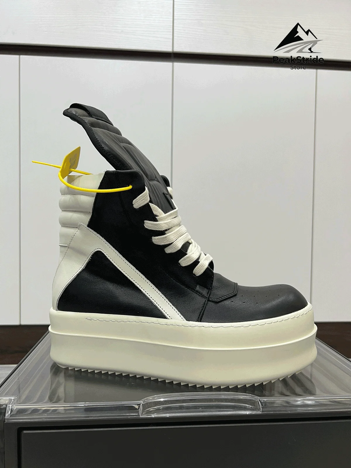 ماركة أحذية منصة الرجال سميكة سوليد من 6 سنتيمتر حقيقية حذاء من الجلد النساء عالية أعلى أحذية رياضية الدانتيل متابعة سستة حذاء من الجلد للنساء