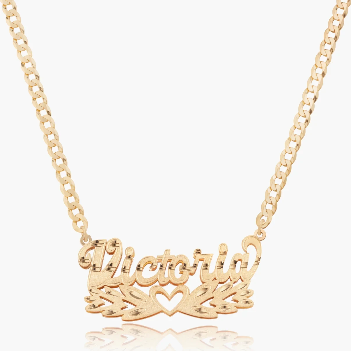 

Custom Double Plated Diamond Cut Name Necklace Personalized Two-Tone Nameplate Necklace Women's Jewelry Gift for Loved Ones