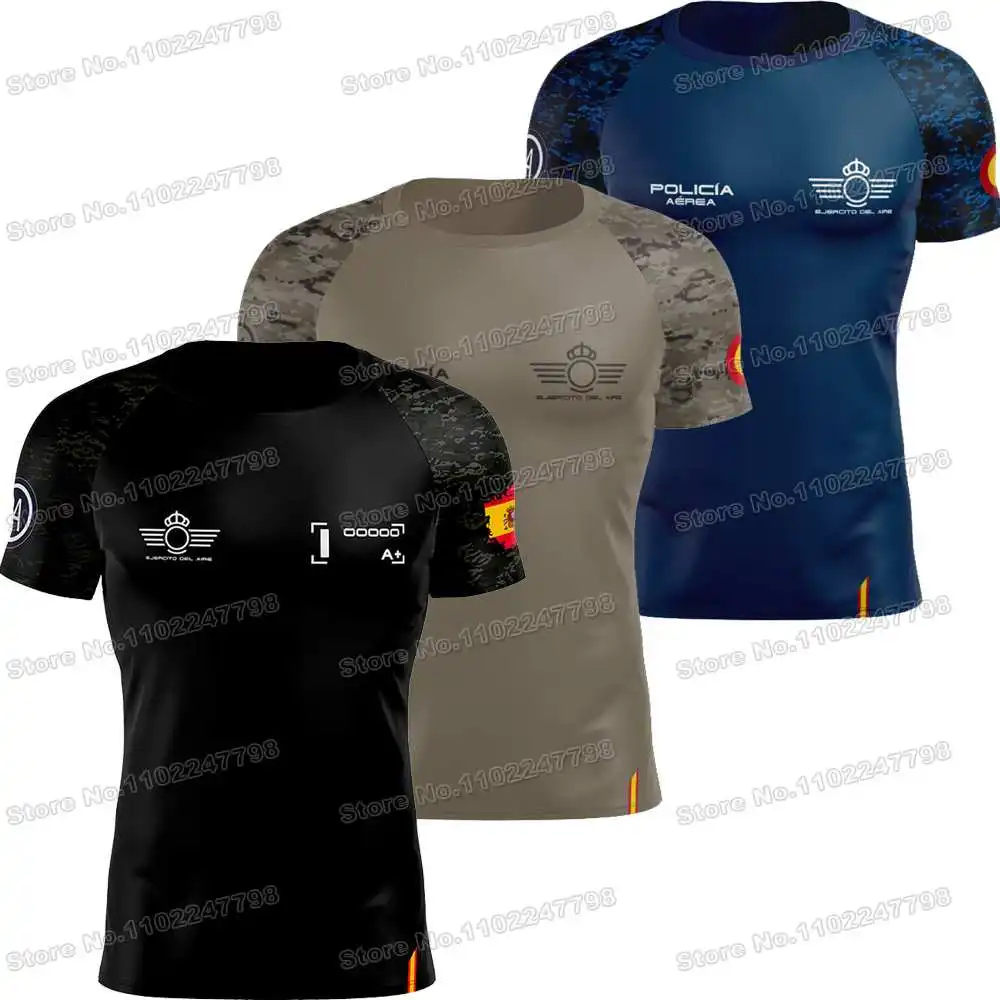 2023 Spanish Air Police T Shirt Spain Air Force Outdoor Tech Shirts Men MTB Clothing Training Tops Fitness Jersey Running Wear