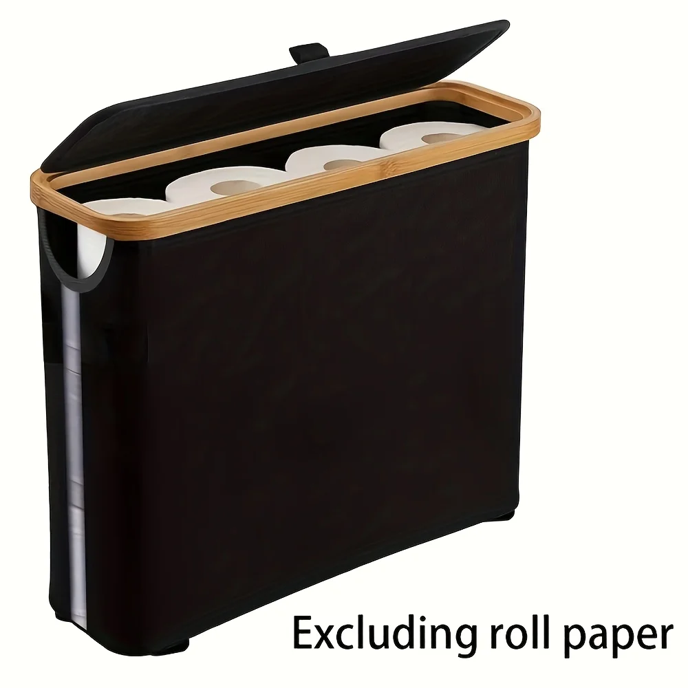 

Bamboo Toilet Paper Basket with Lid, Large-Capacity Toilet Paper Storage Holder That Holds Up to 9 Rolls