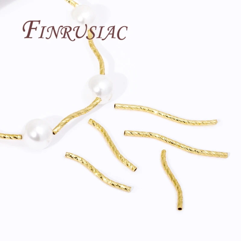 Perline tubolari a forma di S, tubo placcato oro 18 carati per accessori per la creazione di gioielli