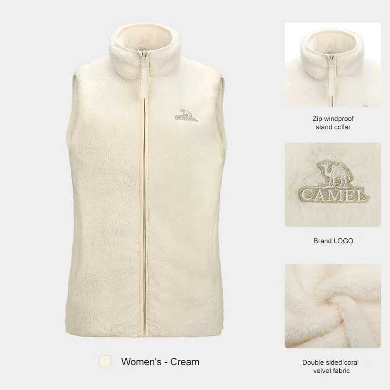 GOLDEN CAMEL Outdoor Hiking Vests Coral Fleece Warm Vest Women Jackets 2023 Autumn New Double-sided Hiking Jacket Women's Cloth