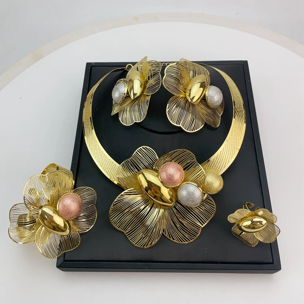 EMMA موضة 4 قطعة Waterdrop الفاخرة البرازيلي مجموعات مجوهرات للنساء حفل زفاف دبي مجموعات مجوهرات الزفاف FHK20777 #6