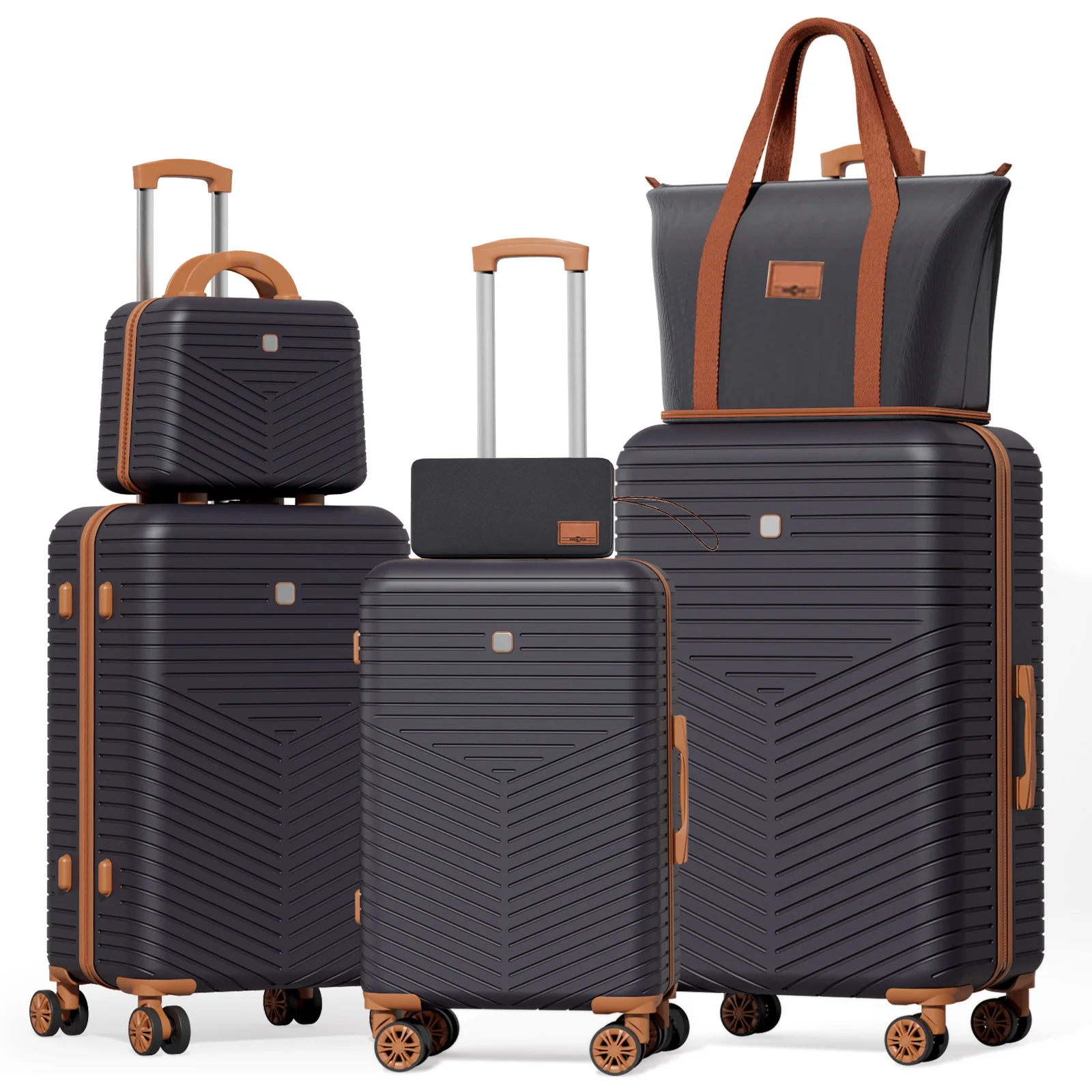 

4/6 Piece Luggage Set with Spinner Wheels & TSA Lock, Carry on Luggage Hardshell ABS+PC, Travel Collection Suitcases Sets