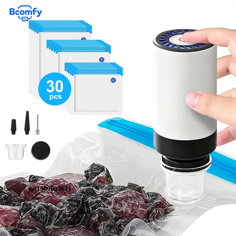 Vacuum Sealer Pump Multi-Function Handheld Food Sealing Pump Rechargeable Mini Air Pump with Reusable Food Vacuum Sealer Bags