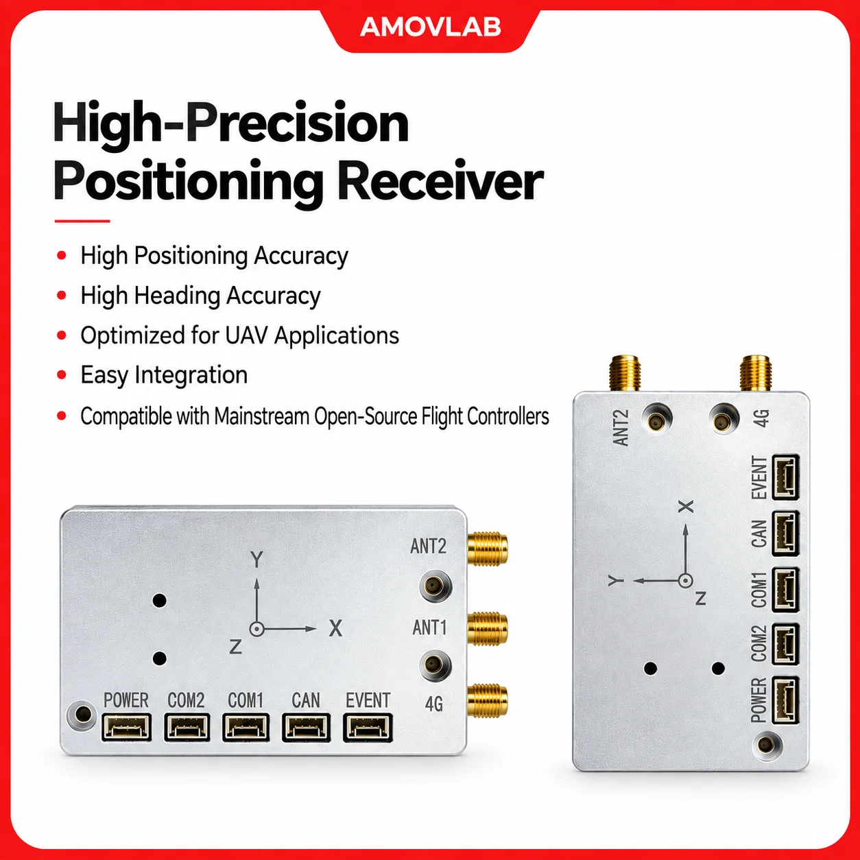AMOVLAB BeiDou GPS RTK GNSS Receiver Module for UAV High-Precision Navigation and Positioning