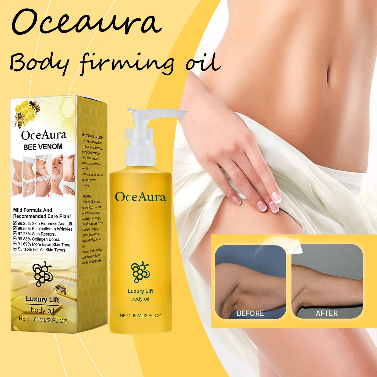 

Oceaura Body Firming Oil Nourishing Improve Skin Smoothness Moisturizing Massage Relaxing Glowing Skin Care Essential Oil