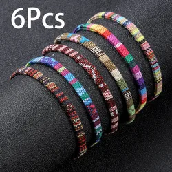 6Pcs/set random hand rope set with string for men and women an adjustable Bohemian bracelet