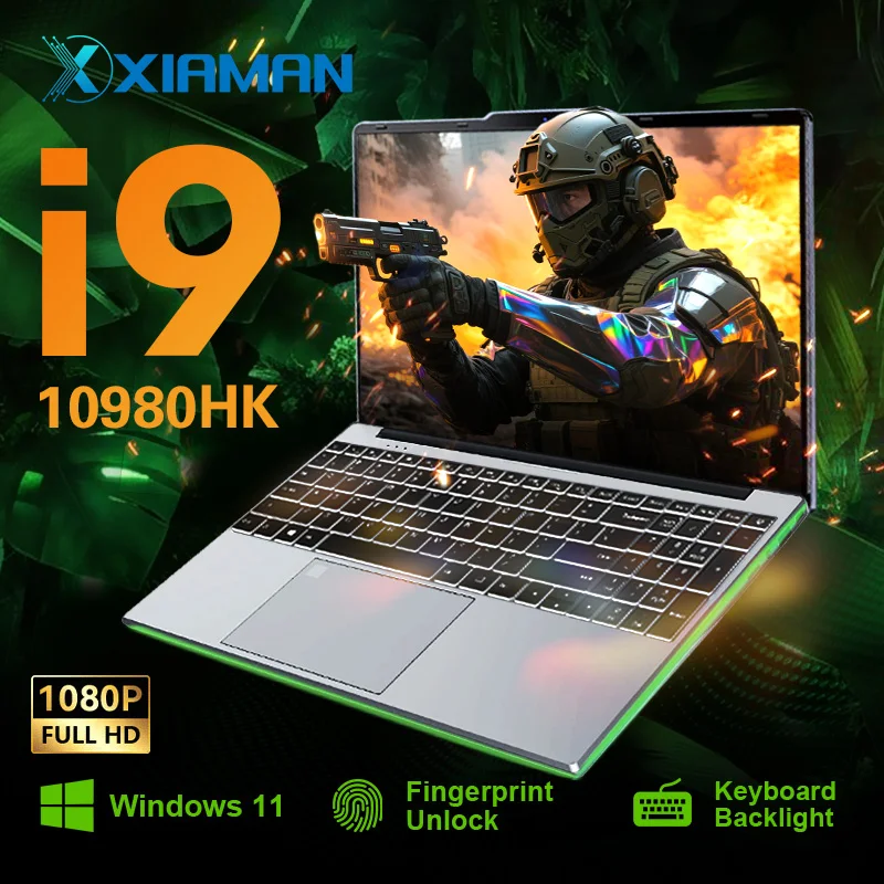 NEW Xiaman Gaming Laptop intel Core i9-10980HK 1920*1080 IPS 15.6" Full HD Notebook Gamer 16GB RAM 1TB SSD Windows 11 Laptop PC