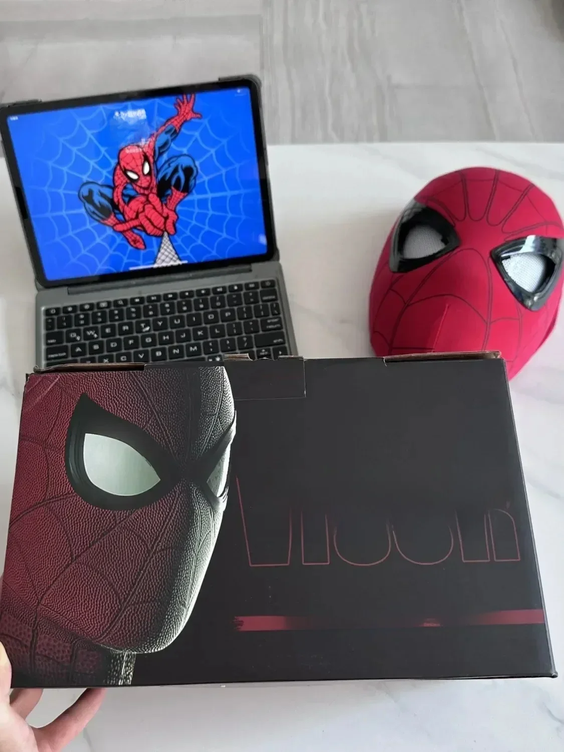 Spiderman Mascara Hoofddeksel Masker Cosplay Bewegende ogen Elektronisch masker Spider Man 1:1 Afstandsbediening Elastisch Volwassenen Kinderspeelgoed Cadeau - afbeelding 2