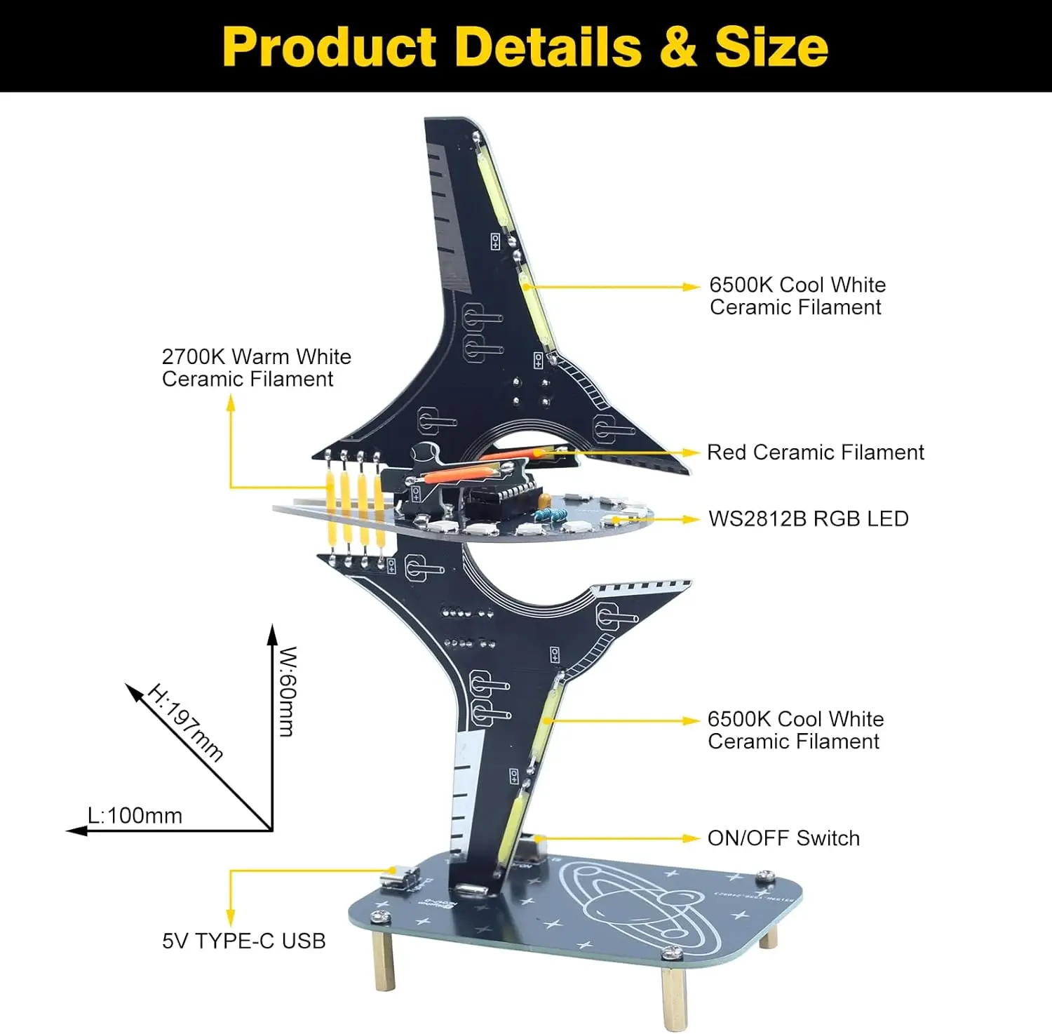 DIY مجموعة سفينة الفضاء الإلكترونية الخيال العلمي المركبة الفضائية LED ضوء لحام مشروع ممارسة عدة لتعليم الجذعية مدرسة طالب التعلم #4