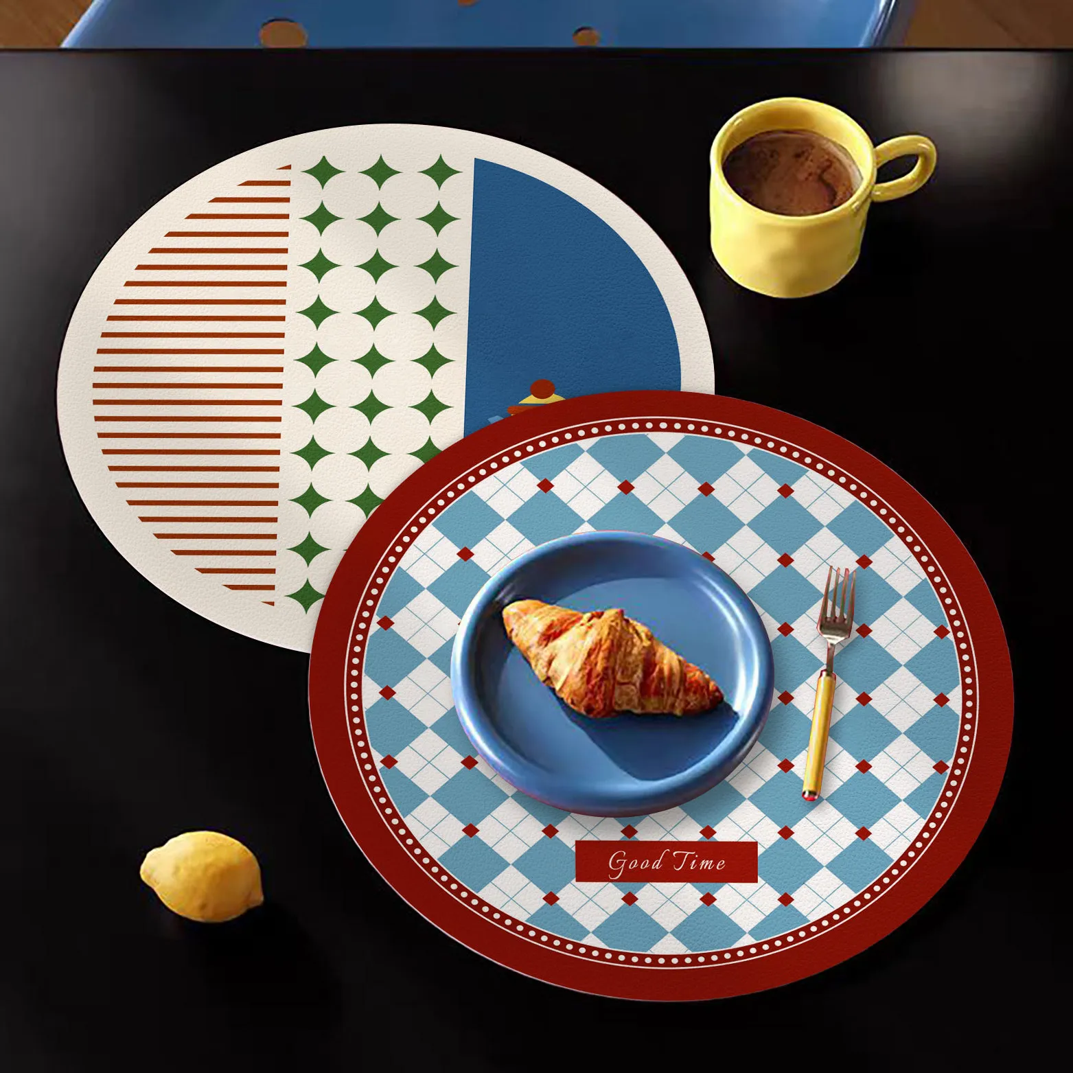 Vibrant Geometric Shapes Print Coasters Non-Slip Water Absorbent Drink Coasters Retro Style Coffee Mug Pad Table Protection