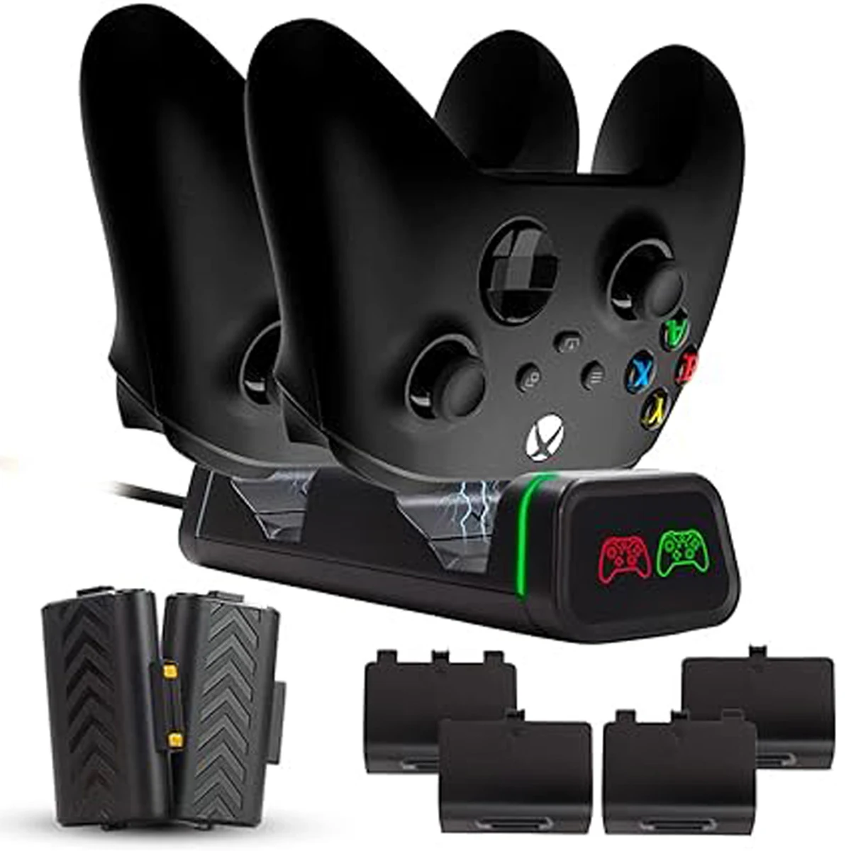 Base Carregadora Dock Duplo + 2 Baterias Recarregáveis Compatível com Controle Xbox One Series S/X