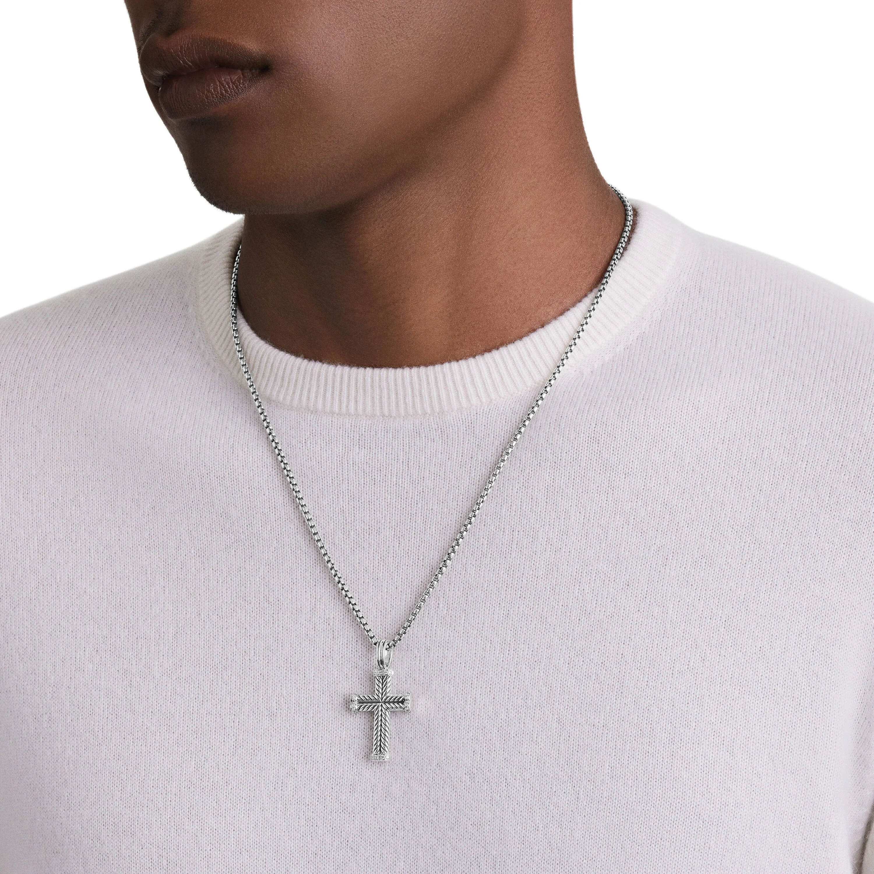 D Y Diamond Zircon Plate X Chain CROSS PENDANT for Men Women 925 Silver Gold Plated Free Shipping Gothic Style