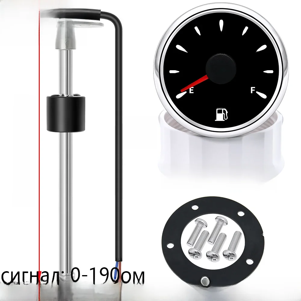7 kleuren licht 2 "52 mm brandstofniveaumeter + brandstofvlotterniveausensor 0-190 Ohm voor Marine RV Camper auto olietank niveau-indicator 9-32 V - afbeelding 2