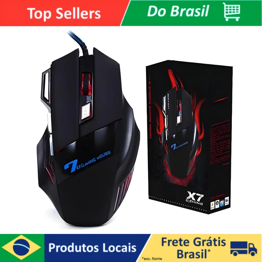 Mouse Gamer Profissional – Laser LED USB 7 Botões