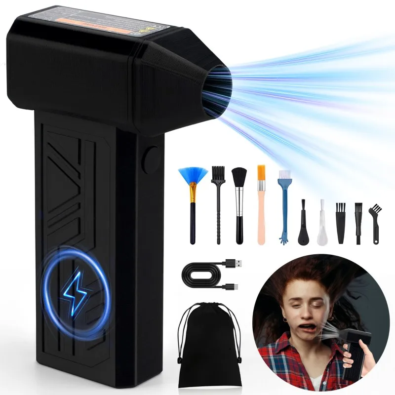 مروحة نفاثة توربو صغيرة محمولة باليد 130000 دورة في الدقيقة منفضة هواء مضغوط للسيارة/لوحة المفاتيح/الكمبيوتر/PS5