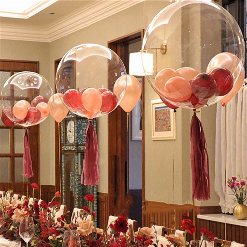 10 pièces 12/18/24/36 pouces ballon Bobo gonflable Globes transparents ballons à bulles fournitures de décoration de fête d'anniversaire de mariage